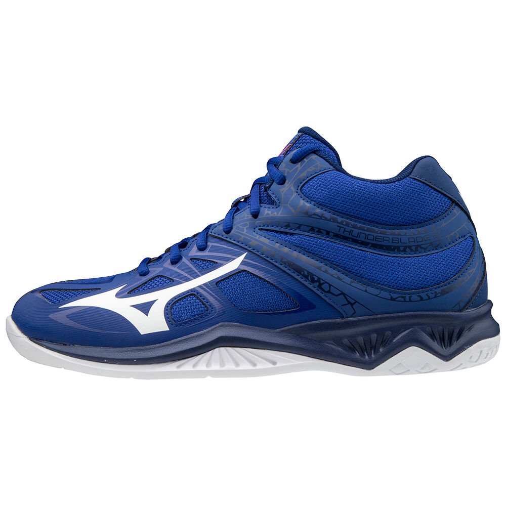 Women's Mizuno Volleyball Shoes Blue/White/Pink Thunder Blade 2 Mid Shoes - V1GA197520